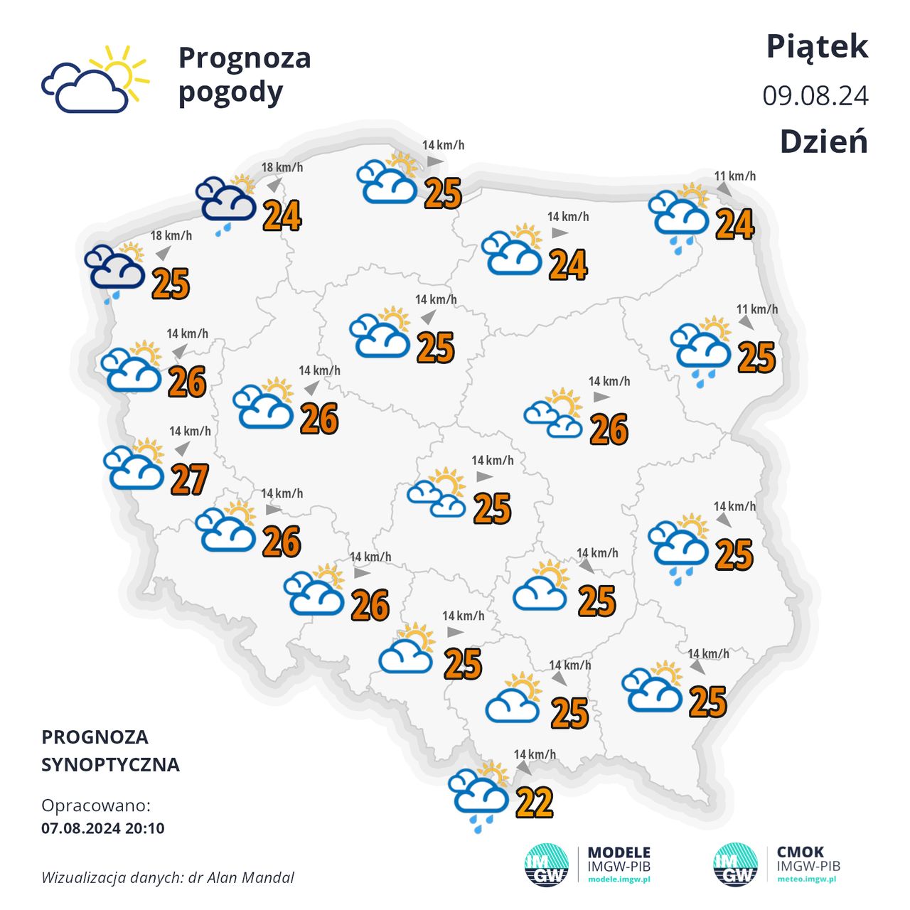 Prognozowana pogoda w piatek