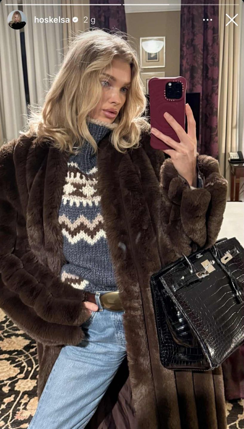 Elsa Hosk w futrze w stylu "old money"