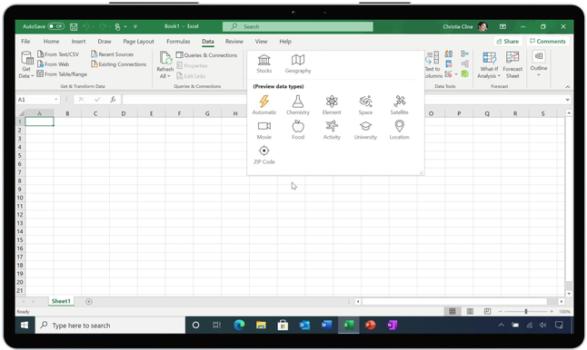 Nowe typy danych w Excelu, fot. Microsoft.