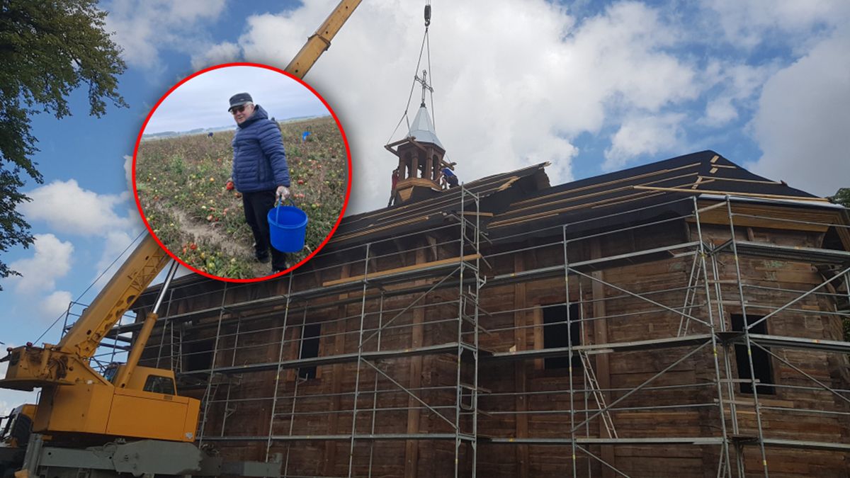 Ks. Mikulski również ruszył na pole i zbierał pomidory.