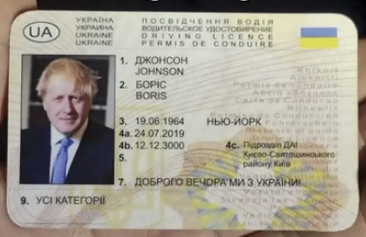 Prawo jazdy "Borisa Johnsona" wydano w Ukrainie w 2019 roku