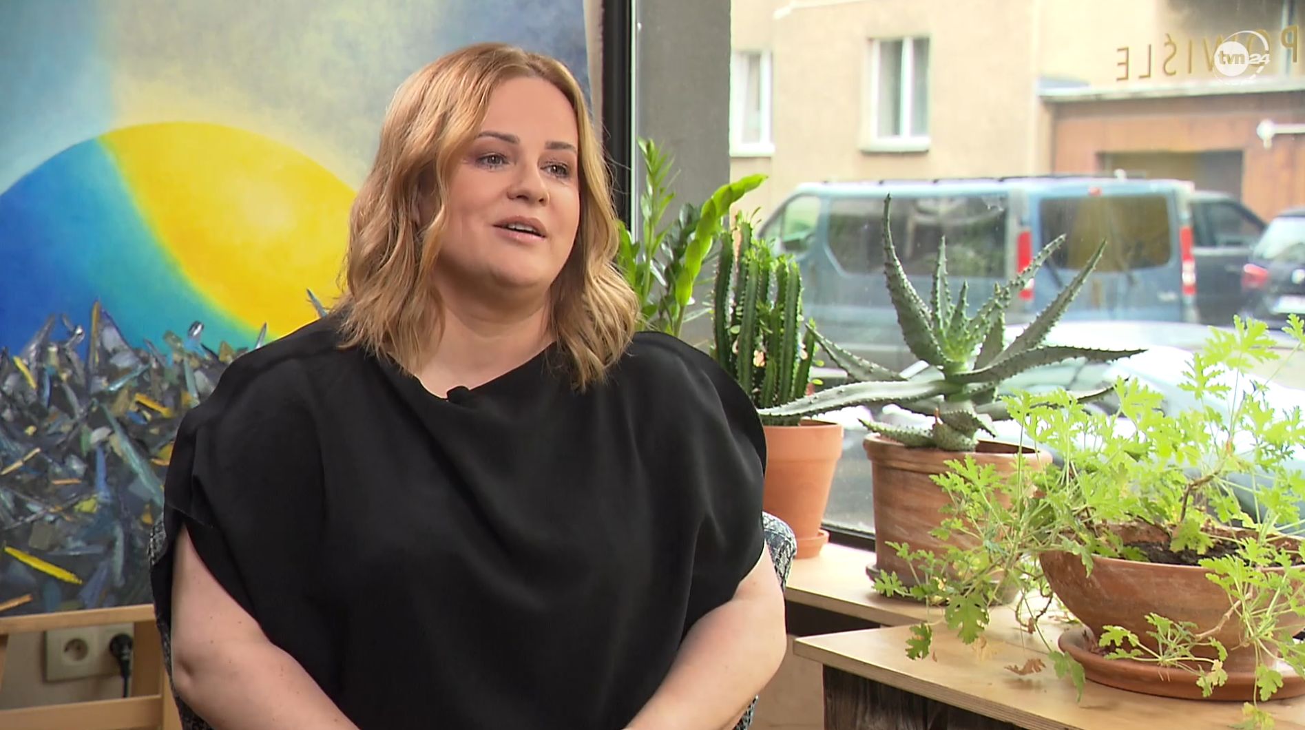 Joanna Kołaczkowska podczas rozmowy (screen TVN24+)
