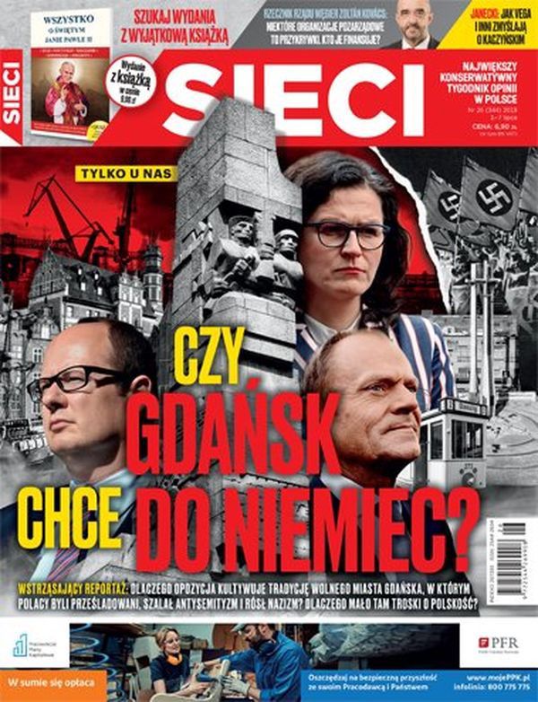 Słynna okładka tygodnika "Sieci", który od dawna utrwala wśród swoich czytelników przekaz o antypolskości Gdańska 