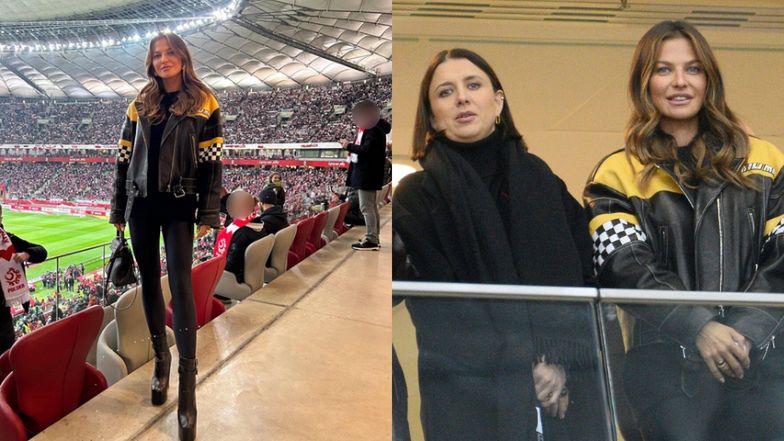 Anna Lewandowska na NIEBOTYCZNYCH OBCASACH dopinguje reprezentację Polski na Stadionie Narodowym (ZDJĘCIA)