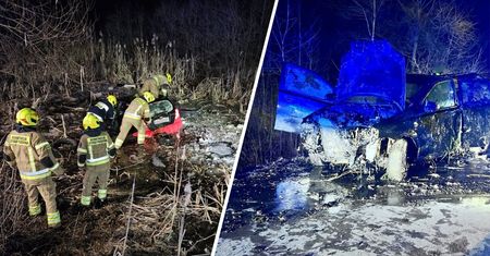 Skończył jazdę w bagnie. W środku została jego partnerka