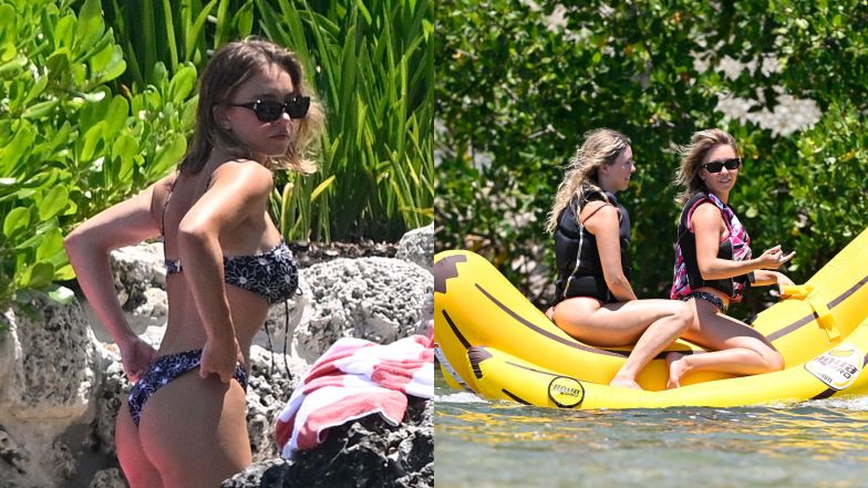 Sydney Sweeney splashes around at the back of her new villa in Florida