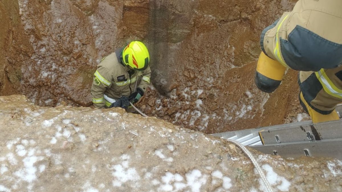 Pies wpadł do wykopu. Pomogli strażacy.