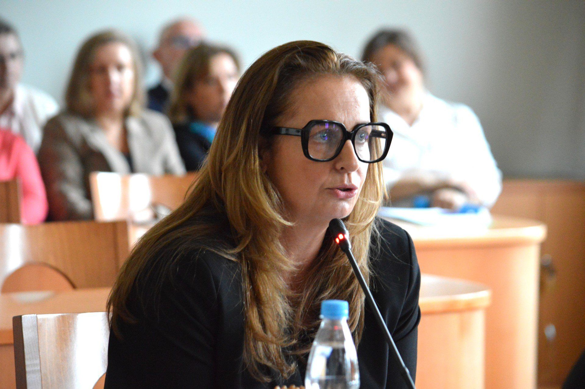 na pytania odpowiadała Dagmara Bednarek, dyrektor szpitala