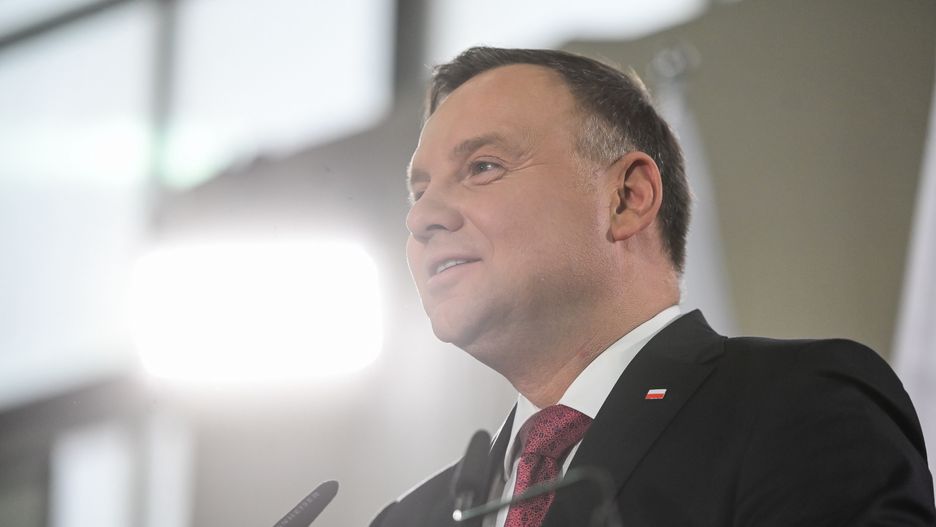 NYSA, POLAND - 2020/03/07: President Andrzej Duda speaks during presidential election convention in Nysa. (Photo by Mateusz Slodkowski/SOPA Images/LightRocket via Getty Images)