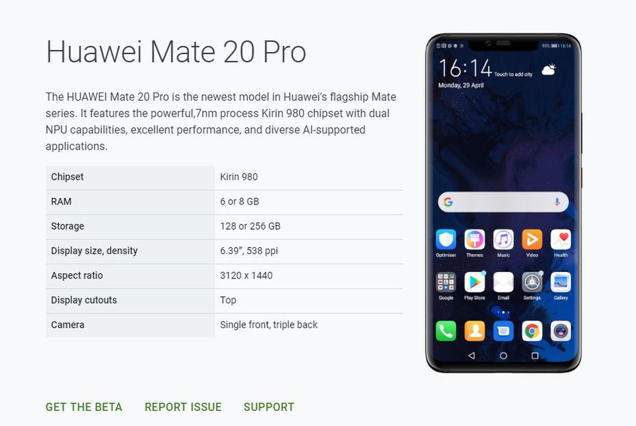 Huawei Mate 20 Pro ponownie w programie testów Androida Q