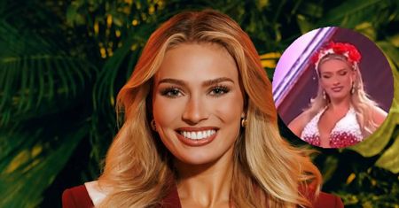 Miss Universe 2025. Emily Reng w narodowym stroju. Wianek, maki i kolory polskiej flagi
