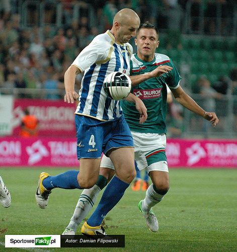 Łukasz Gikiewicz w meczu z Buducnostią Podgorica