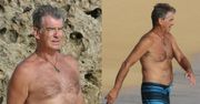 Pierce Brosnan BEZ KOSZULKI na plaży!