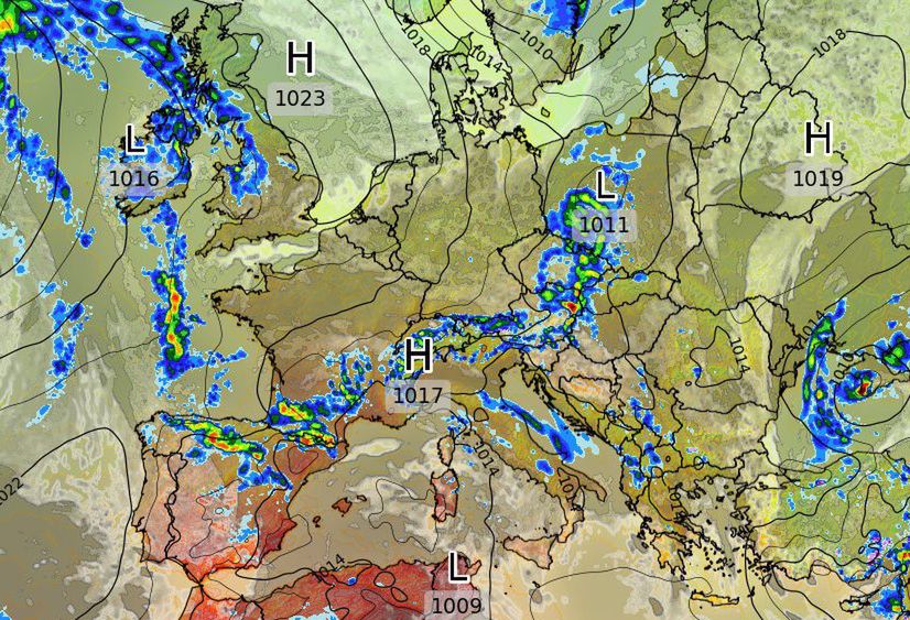 Prognozowane opady deszczu w Polsce w sobotę o godzinie 15