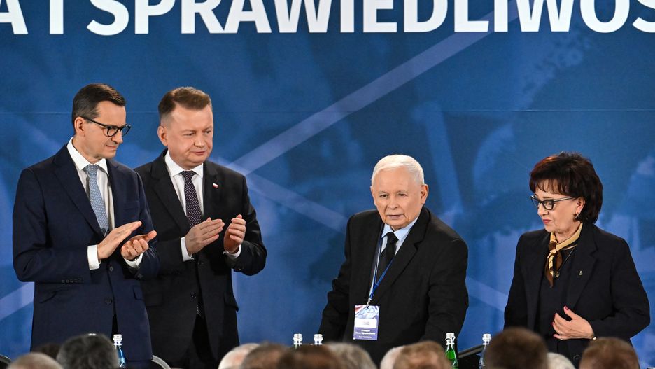 Jaros�aw Kaczy�ski, Mateusz Morawiecki, Mariusz B�aszczak, El�bieta Witek
