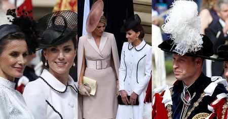 Dostojna księżna Kate i zblazowany książę William w czapce z piórem witają Royalsów z Europy na zamku w Windsorze (ZDJĘCIA)