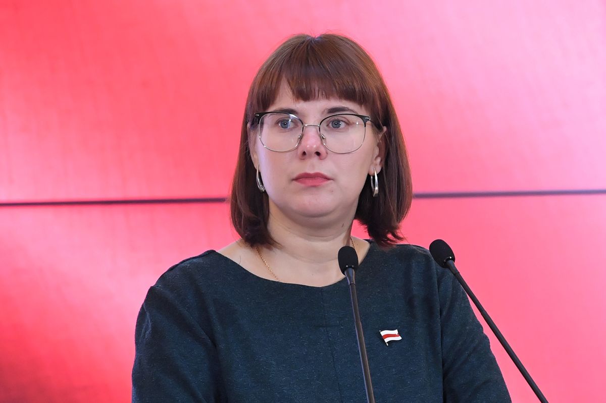 Białoruś. Przedstawicielka białoruskiej Rady Koordynacyjnej Olga Kowalkowa w Warszawie
