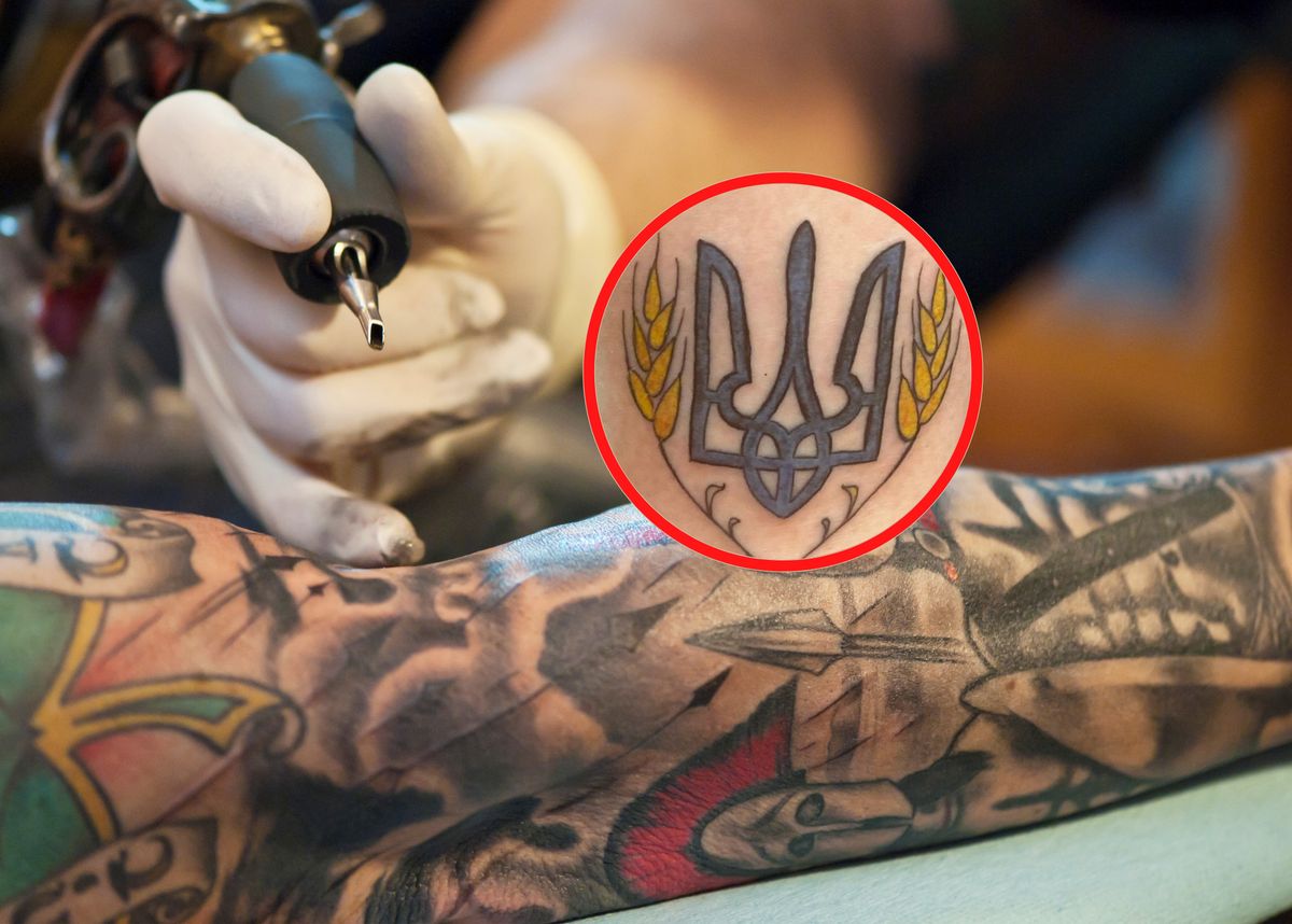 Ukraińcy robią sobie tatuaże z herbem kraju 