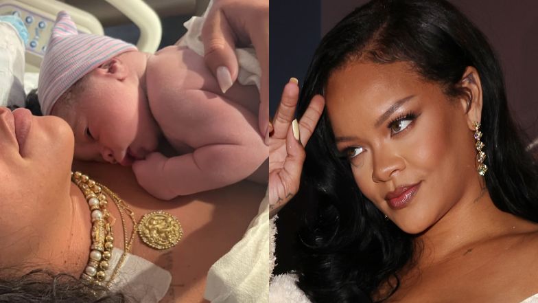 Rihanna rodziła w perłach i okularach