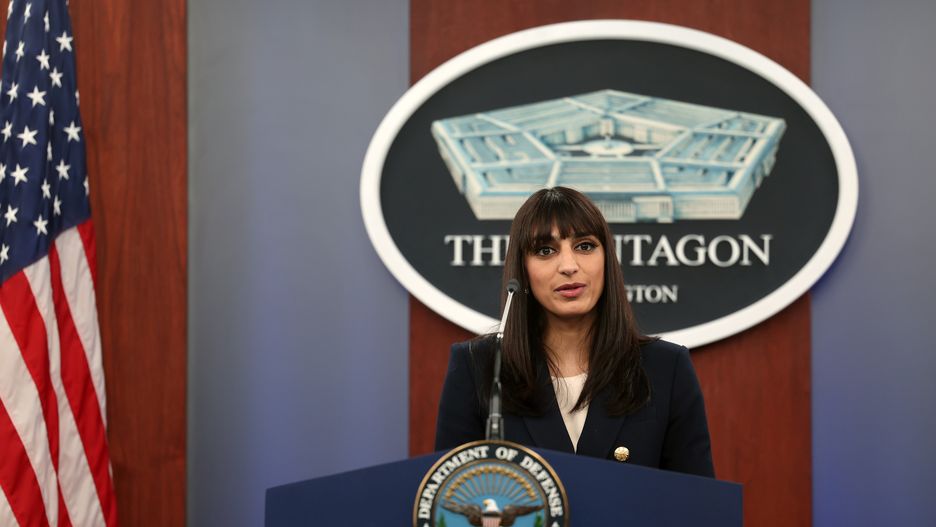 ARLINGTON, VIRGINIA - JANUARY 26: Pentagon Deputy Spokesperson Sabrina Singh holds a press briefing at the Pentagon on January 26, 2023 in Arlington, Virginia. Singh spoke on the planned delivery of 31 U.S. Abrams battle tanks to Ukraine to aid in their war against Russia. (Photo by Kevin Dietsch/Getty Images)