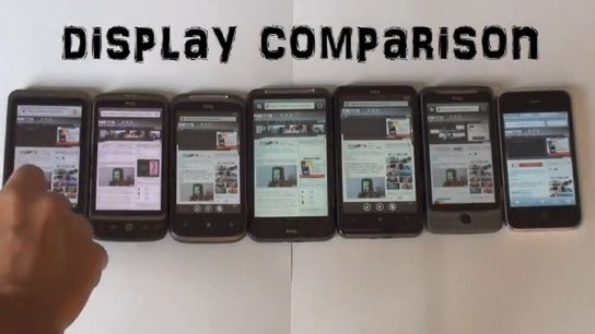 Porównanie wyświetlaczy: HTC Desire HD, Desire Z, Mozart, HD7, Desire oraz iPhone 3GS i Acer Stream [wideo] 1