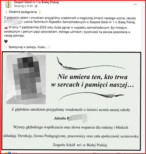 Szkoła żegna swojego ucznia