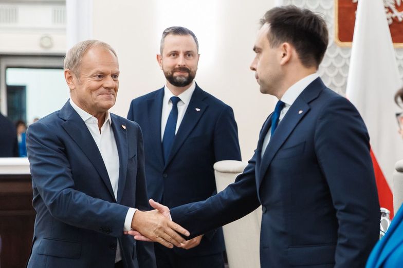 Premier Donald Tusk i minister finansów Andrzej Domański