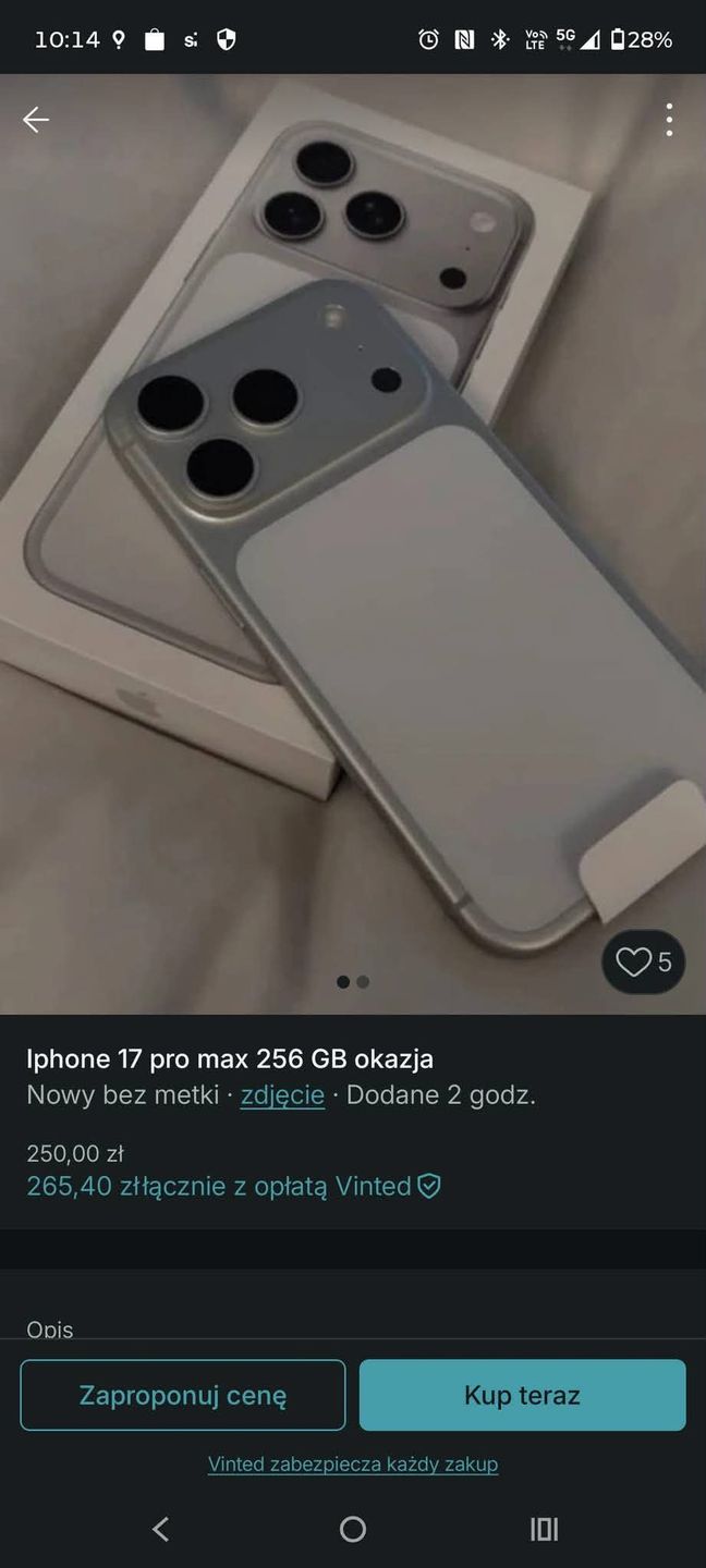 Oferta sprzedaży zdjęcia iPhone'a 17 Pro Max