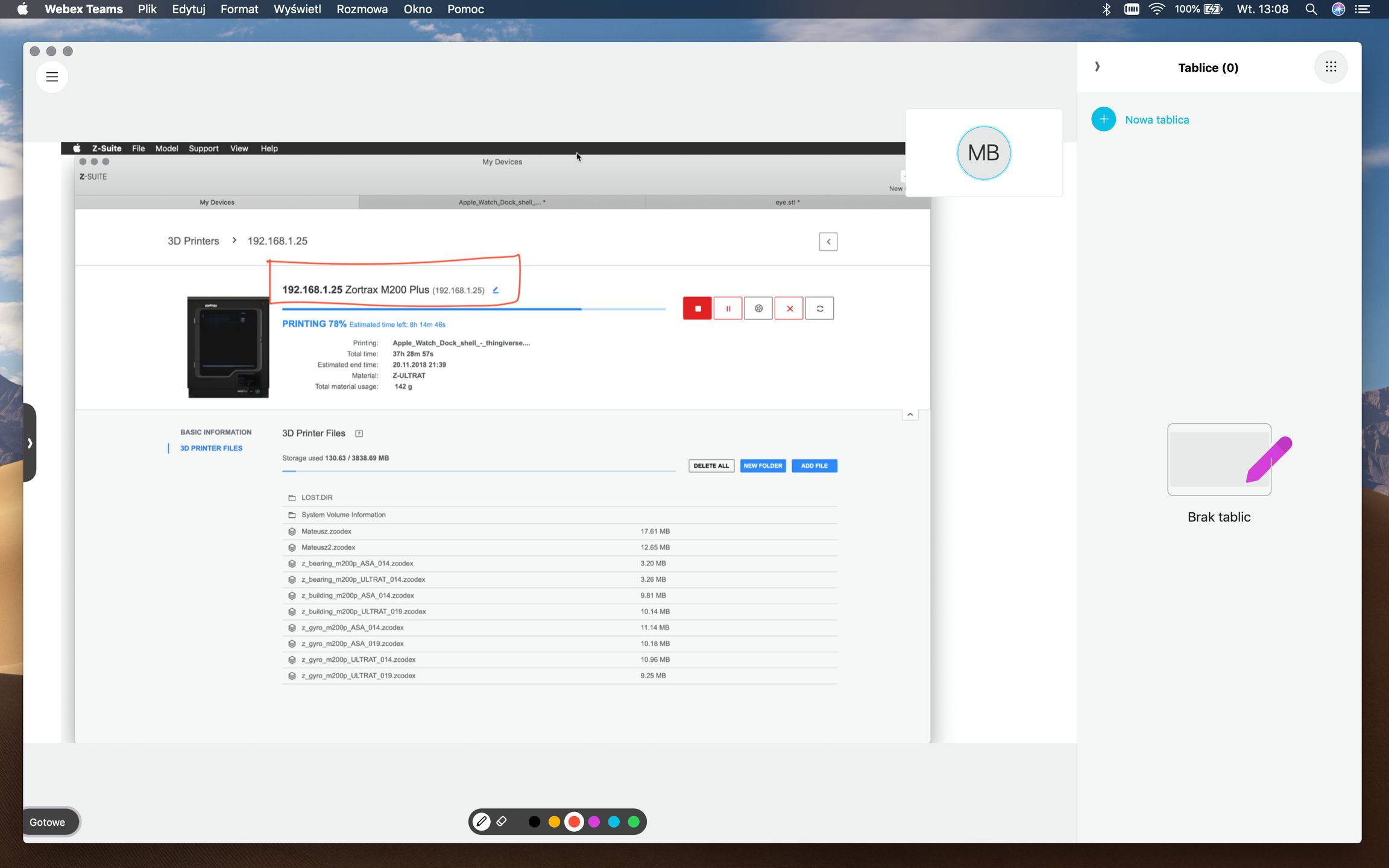 zrzut ekranu z możliwością zakreślania odręcznego