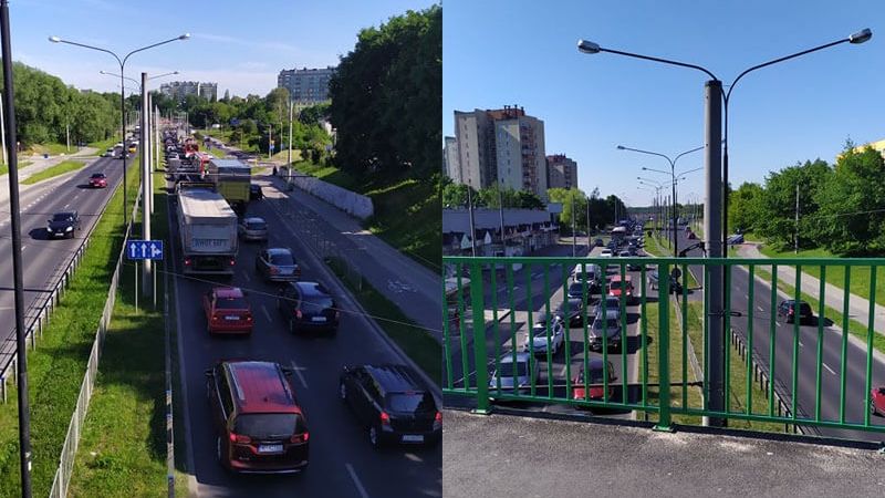 Korek na ul. Armii Krajowej po kolizji na skrzyżowaniu z ul. Bohaterów