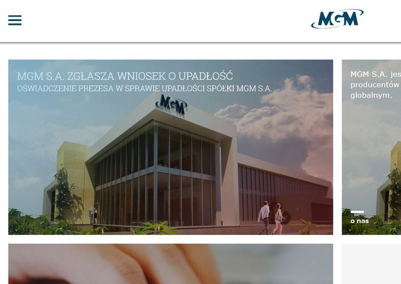 strona internetowa spółki MGM