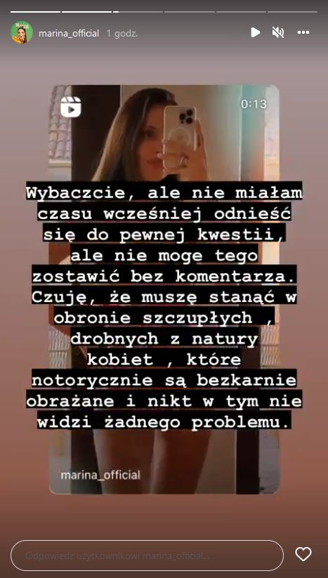 Marina Łuczenko zabiera głos w temacie komentowania wyglądu osób szczupłych