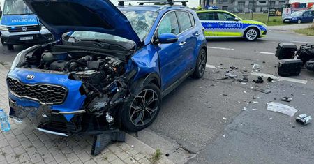 Wypadek w Stróżewku ranny motocyklista