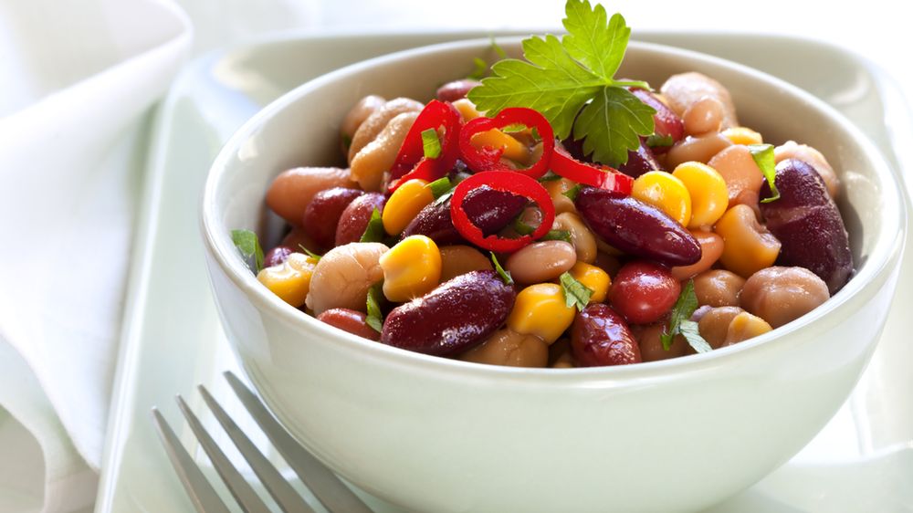 Gotowane kukurydza z fasolą bez dodatku soli, odsączone