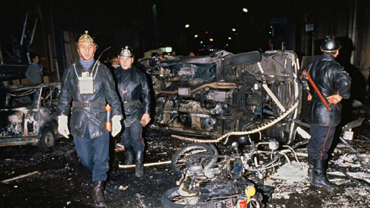 Rue Copernic po zamachu, do którego doszło w 1980 roku.
