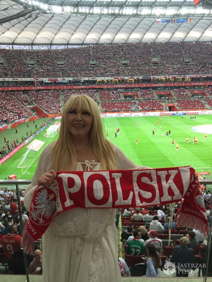 Maryla Rodowicz na meczu Polska-Rumunia
