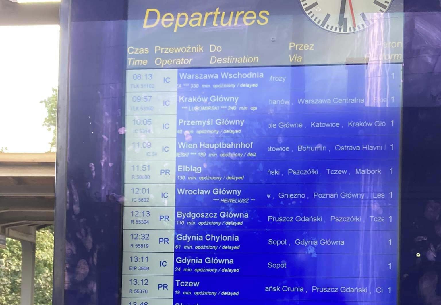 Opóźnienia na peronie Gdańsk Oliwa