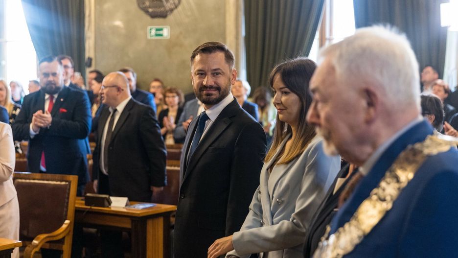 Prezydent Krakowa Aleksander Miszalski. Z prawej były prezydent Krakowa Jacek Majchrowski