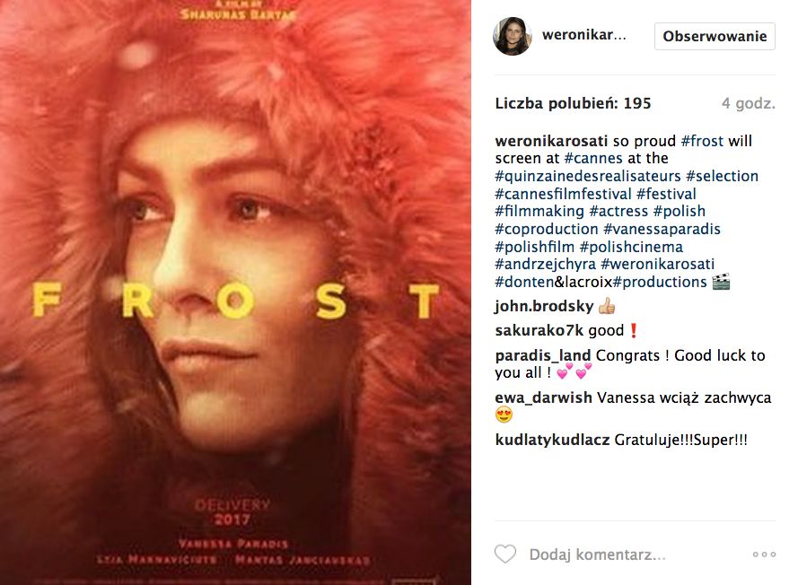 Weronika Rosati w filmie Frost - Cannes 2017