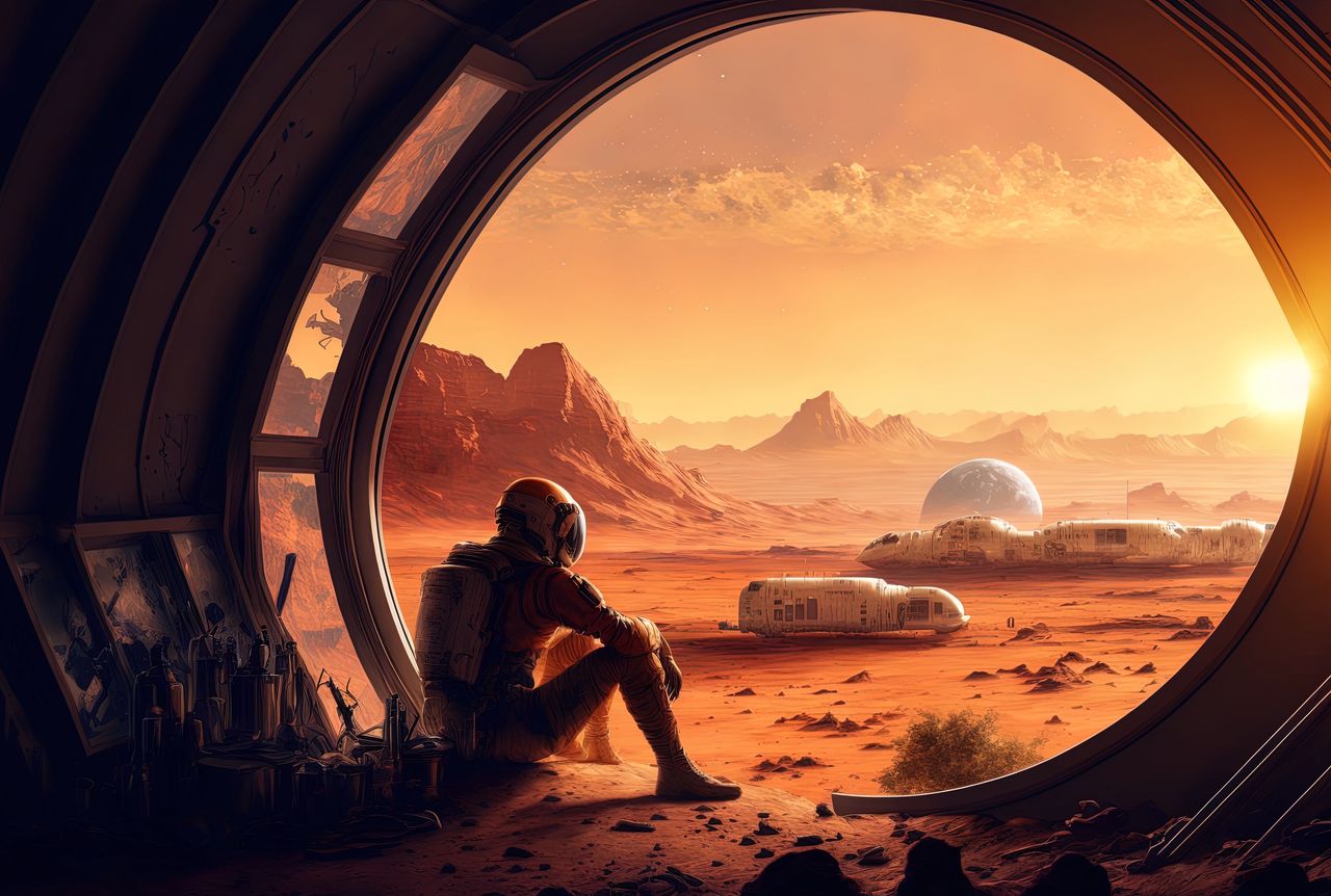 Astronaut colony on Mars (The 2R Artificiality, AI visualisation). Experts: haste in executing the mission to Mars is not advisable.