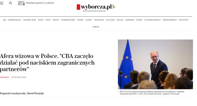 "Gazeta Wyborcza" dzięki opisywaniu afery wizowej najbardziej opiniotwórcza we wrześniu. Rekord Wirtualnemedia.pl - ponad 1000 cytowań