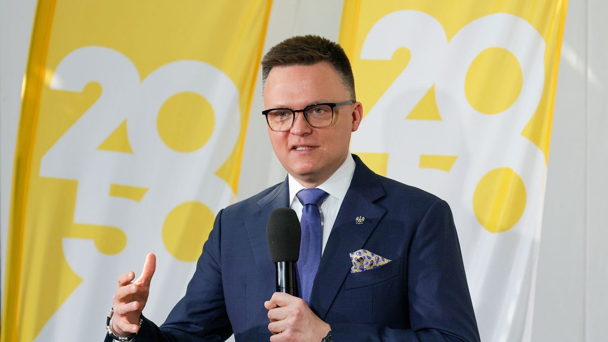 Legionowo, 29.03.2025. Marszałek Sejmu Szymon Hołownia przemawia podczas otwarcia V Forum Samorządowego Polski 2050 w Legionowie, 29 bm. (jm) PAP/Paweł Supernak