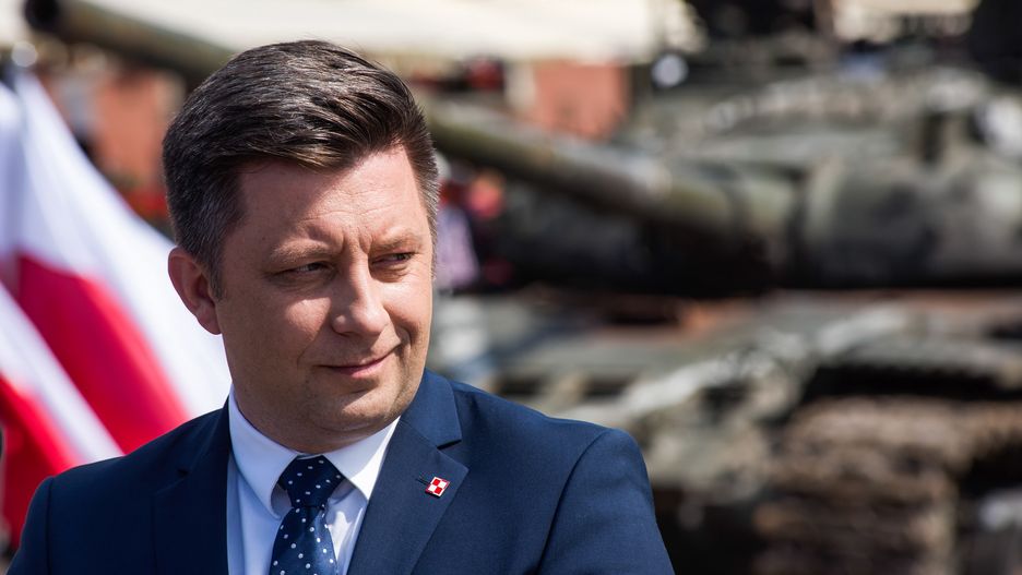 WARSAW, MAZOWIECKIE, POLAND - 2022/06/27: Michal Dworczyk, Head of the Chancellery of the Prime Minister seen at the official opening of the exhibition in Warsaw. Polish and Ukrainian officials open an outdoor exhibition at Warsaw's Old Town of destroyed and burned out Russian tanks captured by the Ukrainians during the war. Officially named "For our freedom and yours" the exhibition is intended to show the horror of war and Ukraineís heroic defense. It is to be later shown in other European capitals like Berlin or Paris. (Photo by Attila Husejnow/SOPA Images/LightRocket via Getty Images)