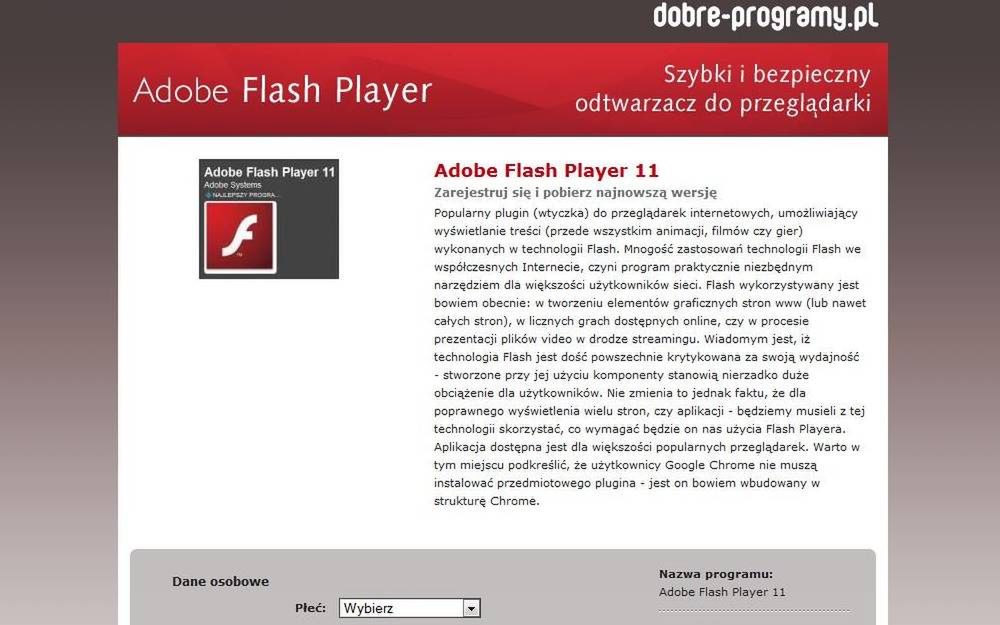 Reklama na Kwejk.pl. Następcy Pobieraczka żądają 98 złotych za Adobe Flash Playera 3
