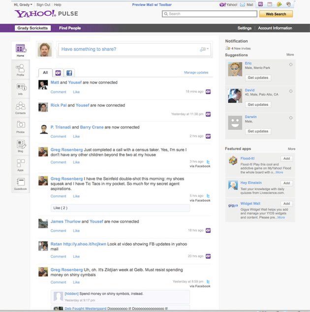 Yahoo Pulse, czyli romans z Facebookiem 2