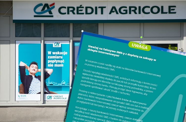 Fałszywe SMS-y do klientów Credit Agricole. Bank ostrzega