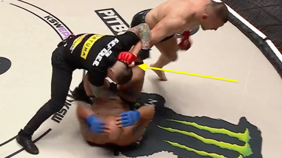 Twitter / X/KSW / Podczas walki Stosic vs Scheffel ucierpiał... sędzia.