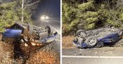 Dramatyczny manewr wyprzedzania na krajowej 20. BMW uderzyło w ciężarówkę