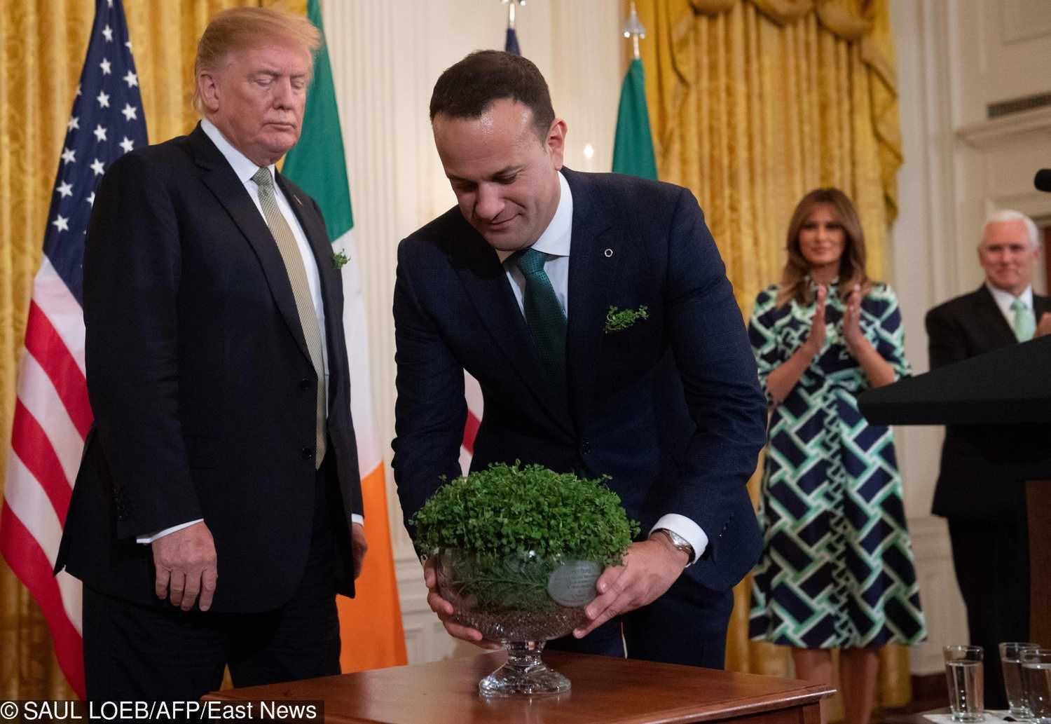 Melania Trump i Donald Trump na spotkaniu z premierem Irlandii