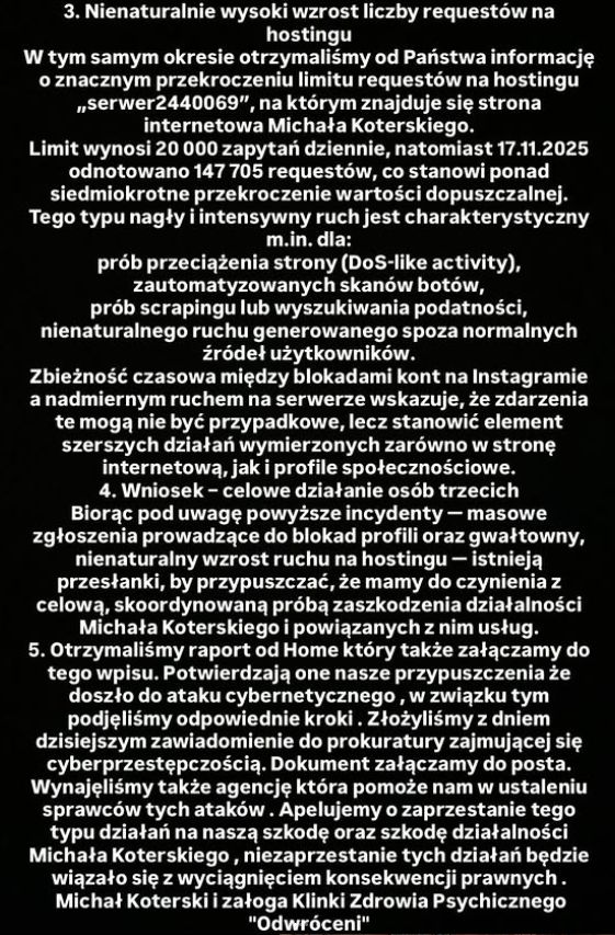 Oświadczenie kliniki "Odwróceni"